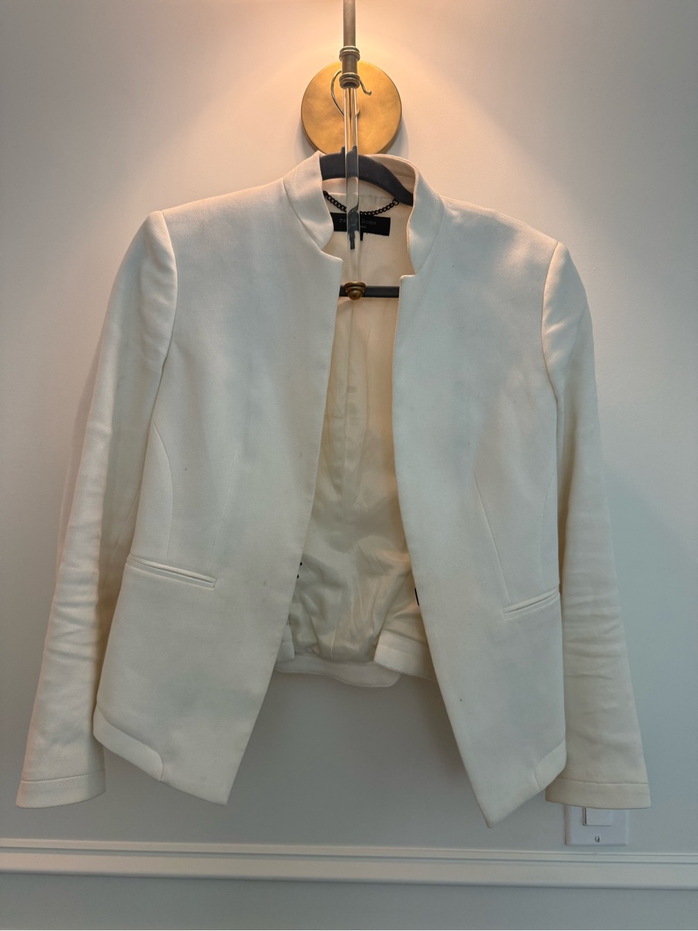Rag and bone Womens Ivory Collarless Blazer Jacket